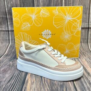 Yellow Box Women's White and Tan Sneakers